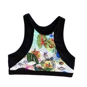 Athleta Streamline swim top high neck bikini size medium black racerback